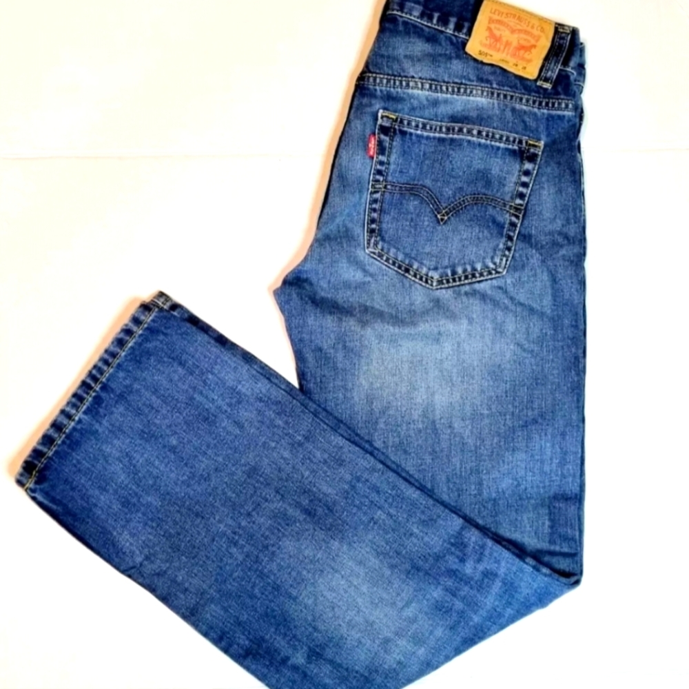 Mens Levis 505 Straight Leg Denim Medium Blue Jeans